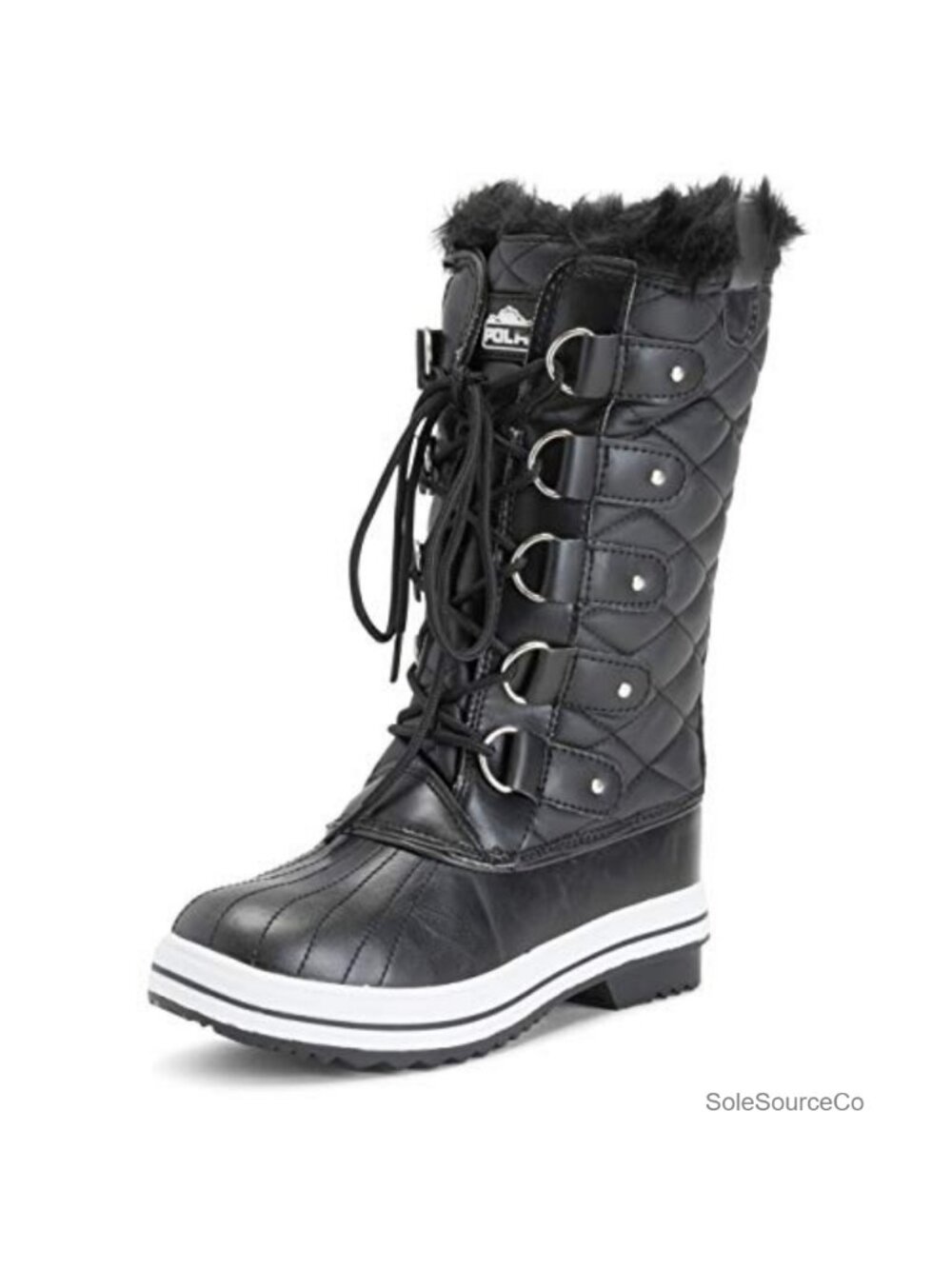 Fur Lined Waterproof Snow Boots Tall Lace Up Winter Rain Boot